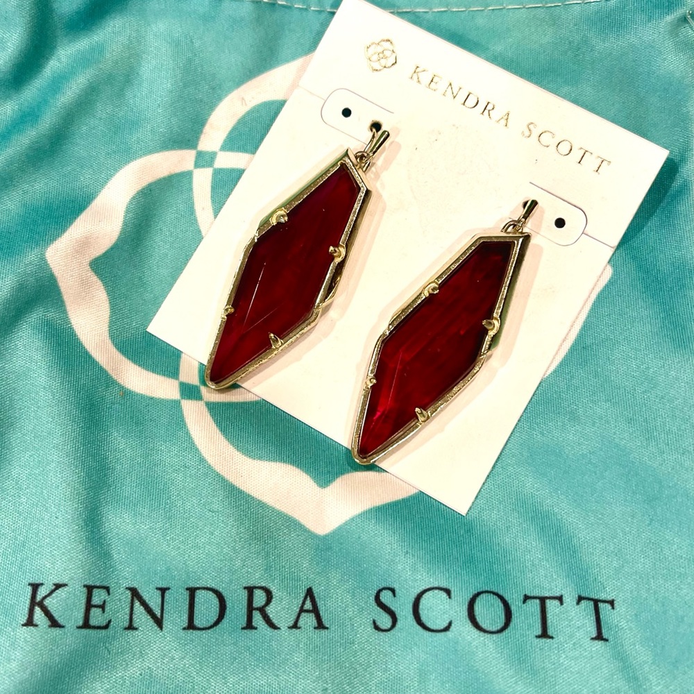 Kendra Scott Geometric Stone Ruby Red Earrings - image 1